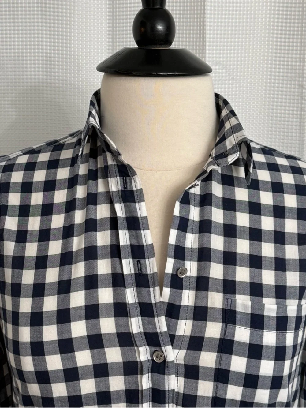 J. Crew Women's Classic-Fit Long Sleeve Blouse, Gingham Check Navy & White, Sz S